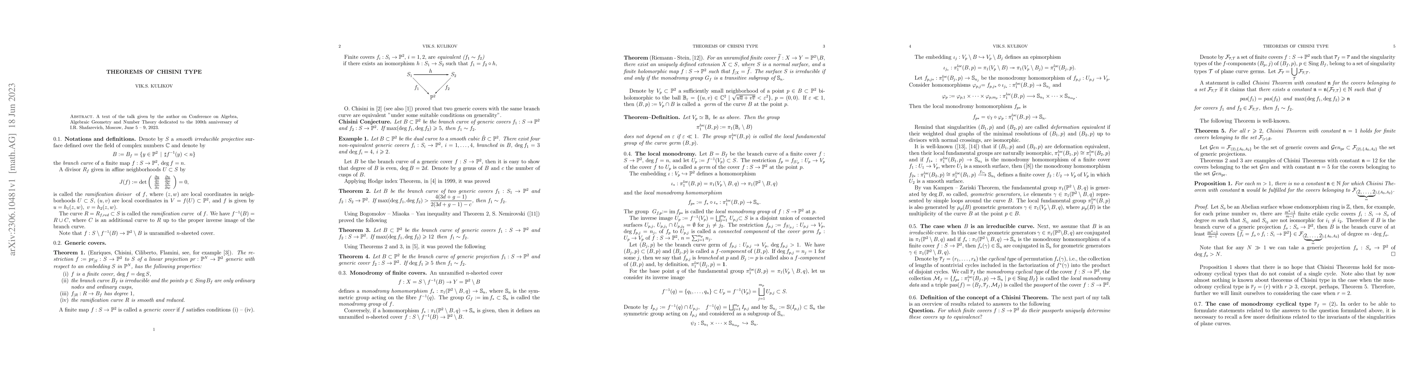 Thumbnail for Theorems of Chisini type
