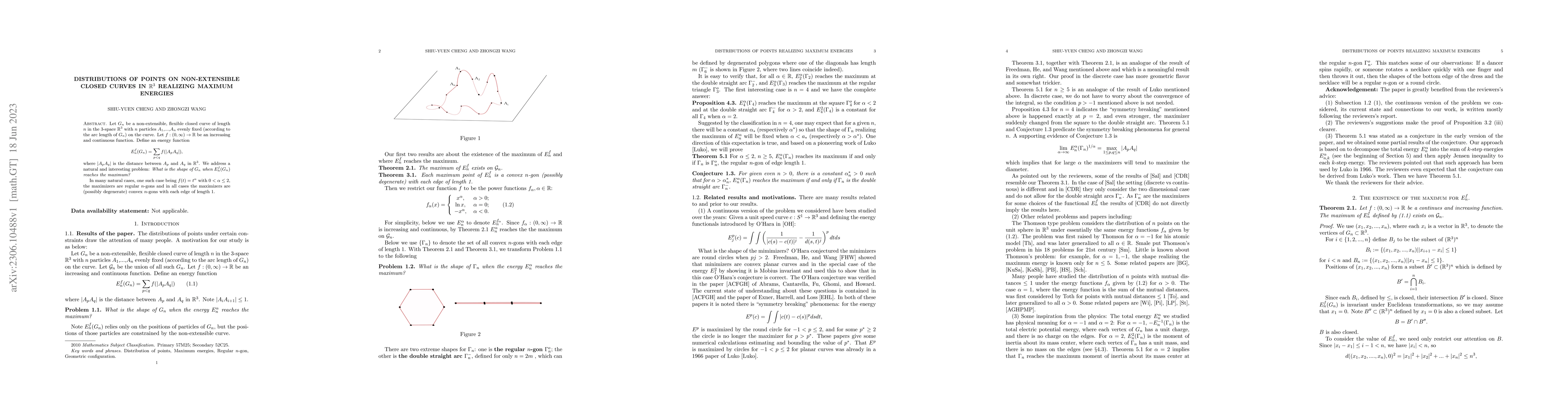 Thumbnail for Distributions of points on non-extensible closed curves in $\R^3$
  realizing maximum energies