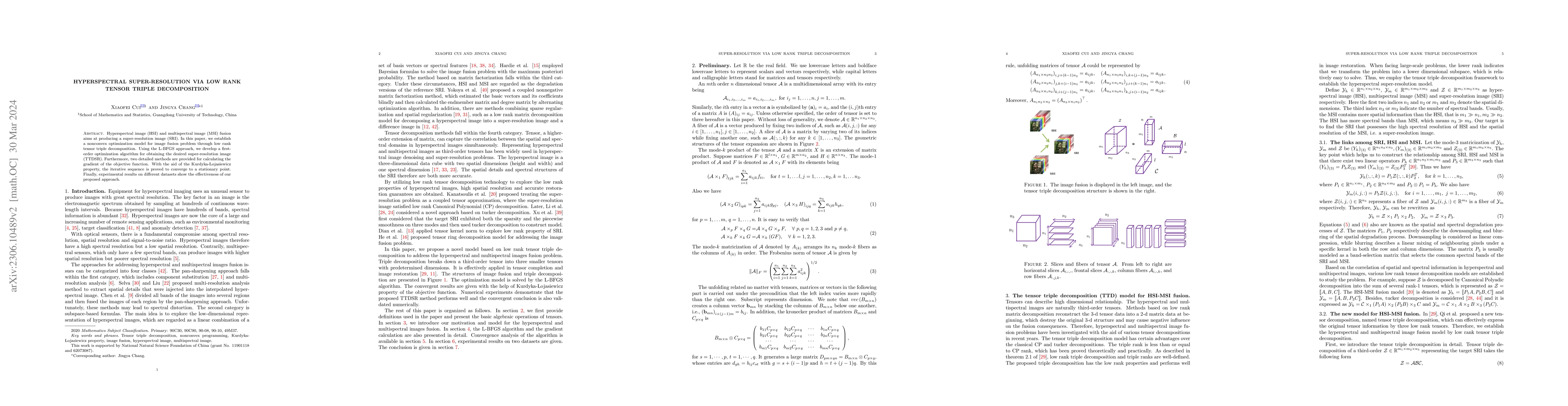 Thumbnail for Hyperspectral super-resolution via low rank tensor triple decomposition