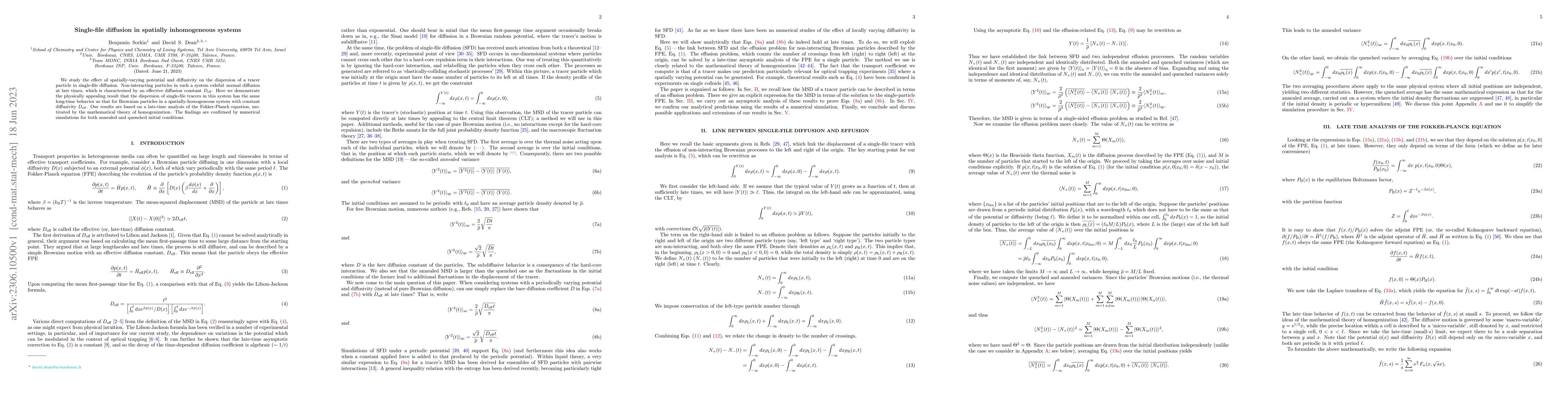 Thumbnail for Single-file diffusion in spatially inhomogeneous systems