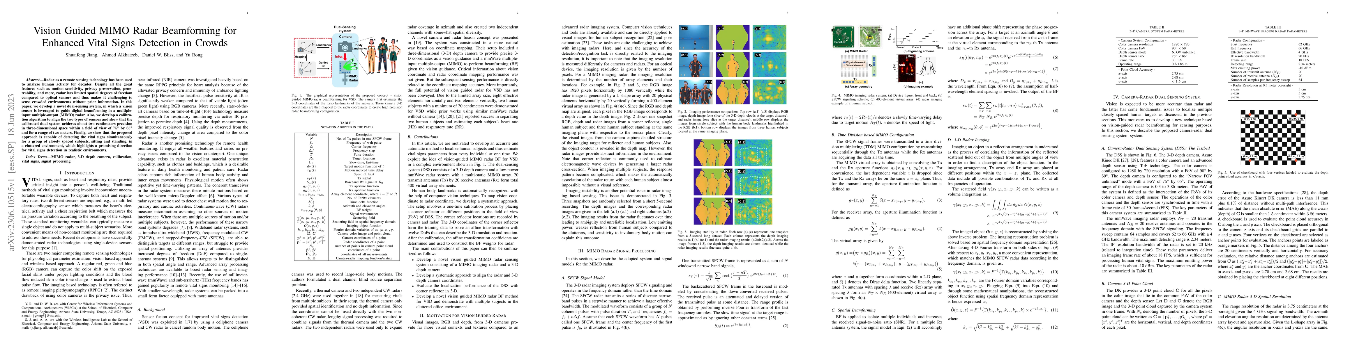 Thumbnail for Vision Guided MIMO Radar Beamforming for Enhanced Vital Signs Detection
  in Crowds