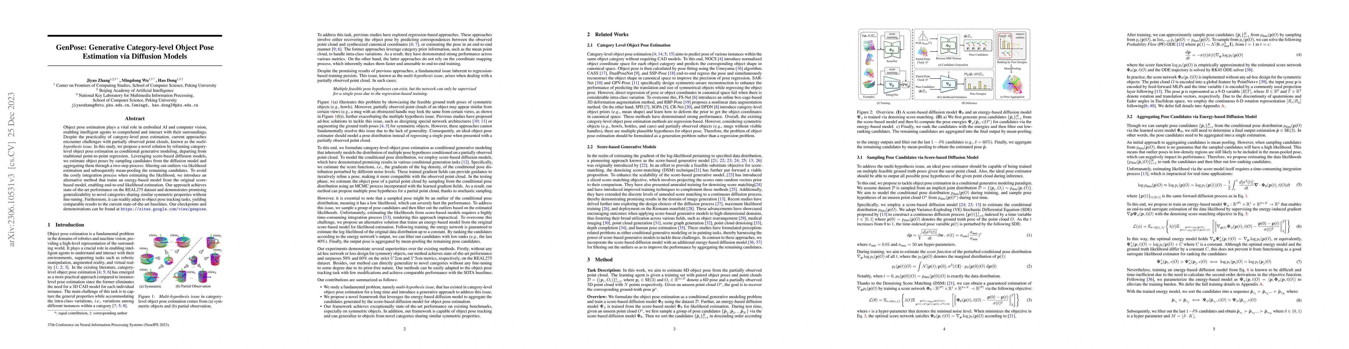 Thumbnail for GenPose: Generative Category-level Object Pose Estimation via Diffusion
  Models