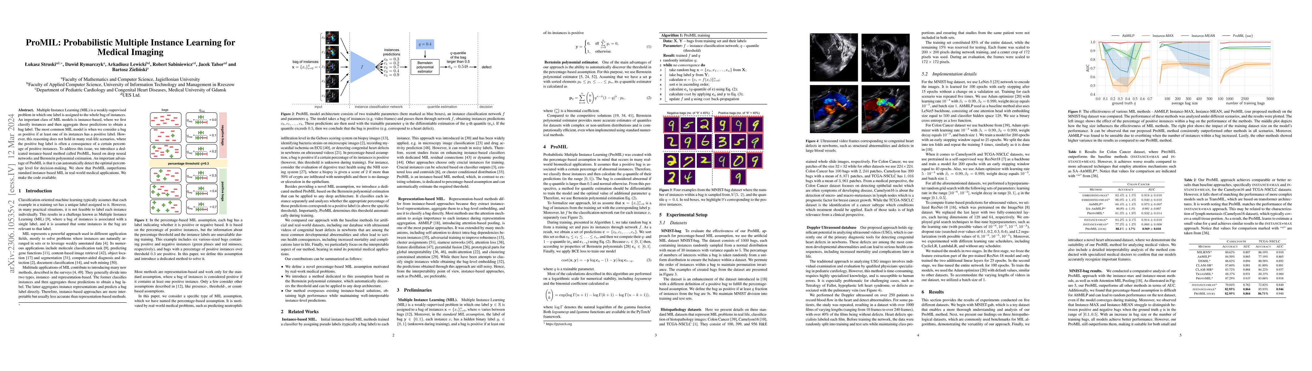 Thumbnail for ProMIL: Probabilistic Multiple Instance Learning for Medical Imaging