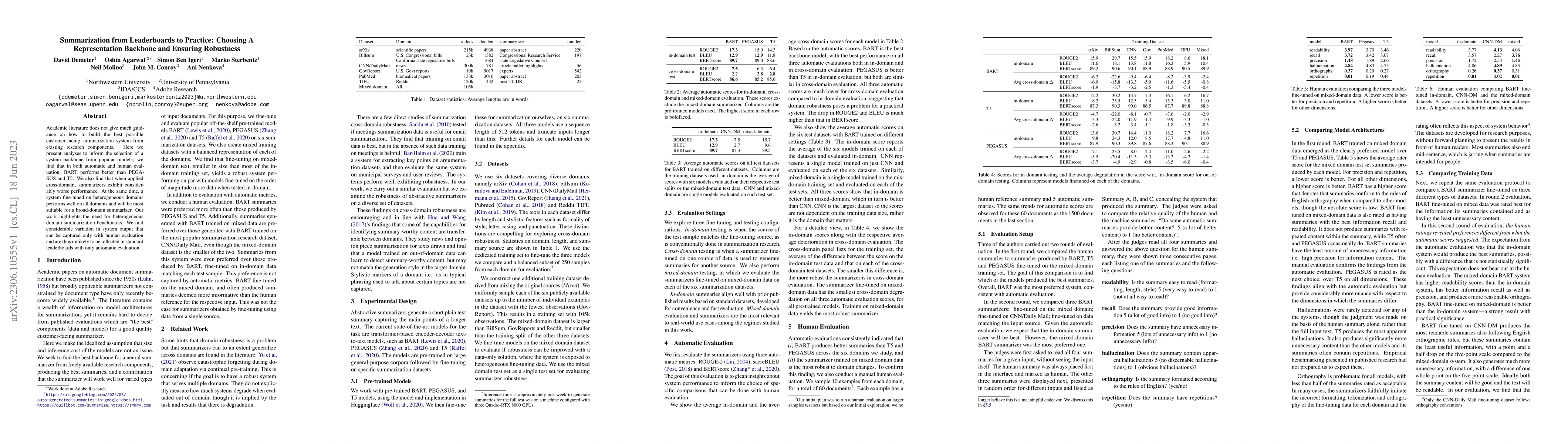 Thumbnail for Summarization from Leaderboards to Practice: Choosing A Representation
  Backbone and Ensuring Robustness