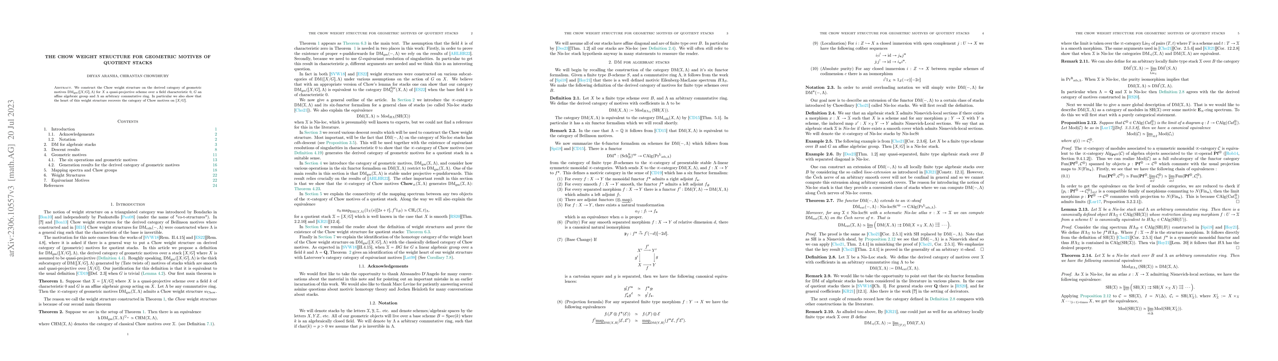 Thumbnail for The chow weight structure for geometric motives of quotient stacks