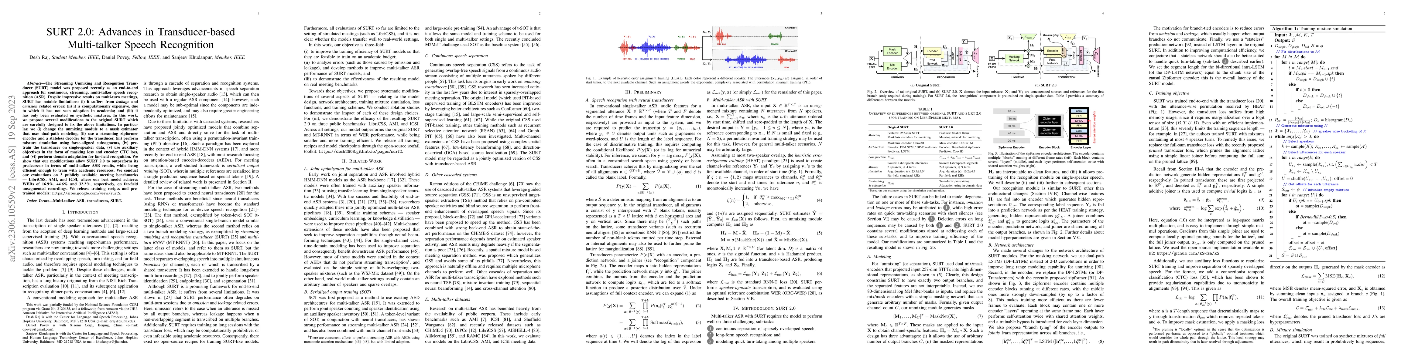 Thumbnail for SURT 2.0: Advances in Transducer-based Multi-talker Speech Recognition