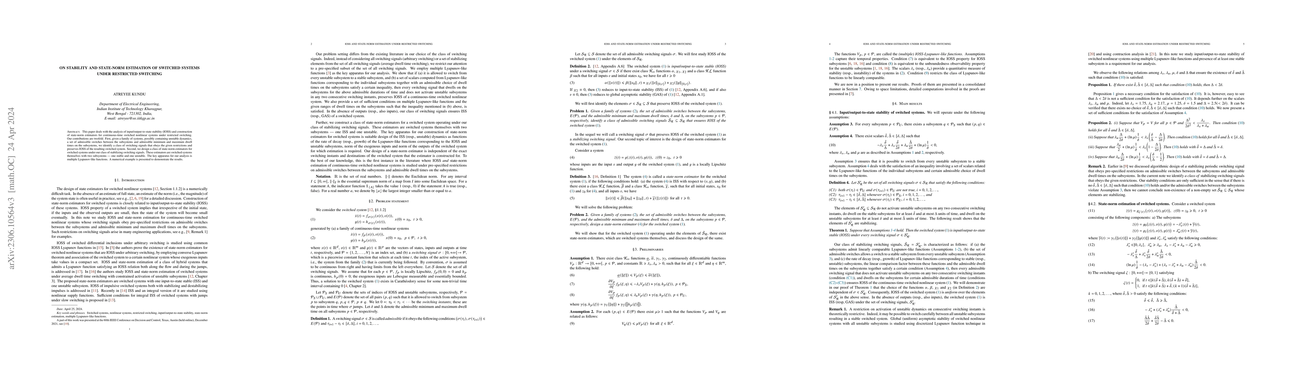 Thumbnail for On stability and state-norm estimation of switched systems under
  restricted switching