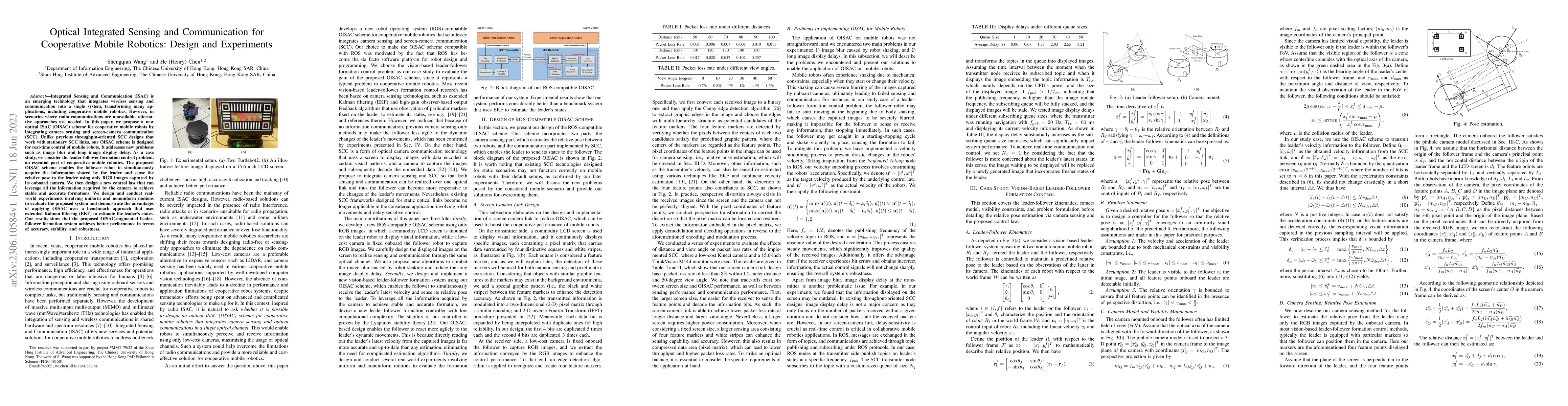 Thumbnail for Optical Integrated Sensing and Communication for Cooperative Mobile
  Robotics Design and Experiments