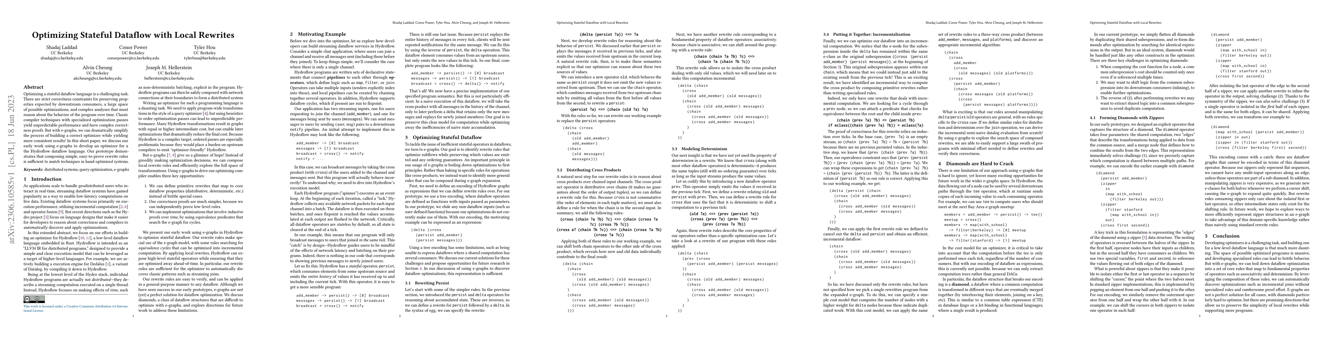 Thumbnail for Optimizing Stateful Dataflow with Local Rewrites