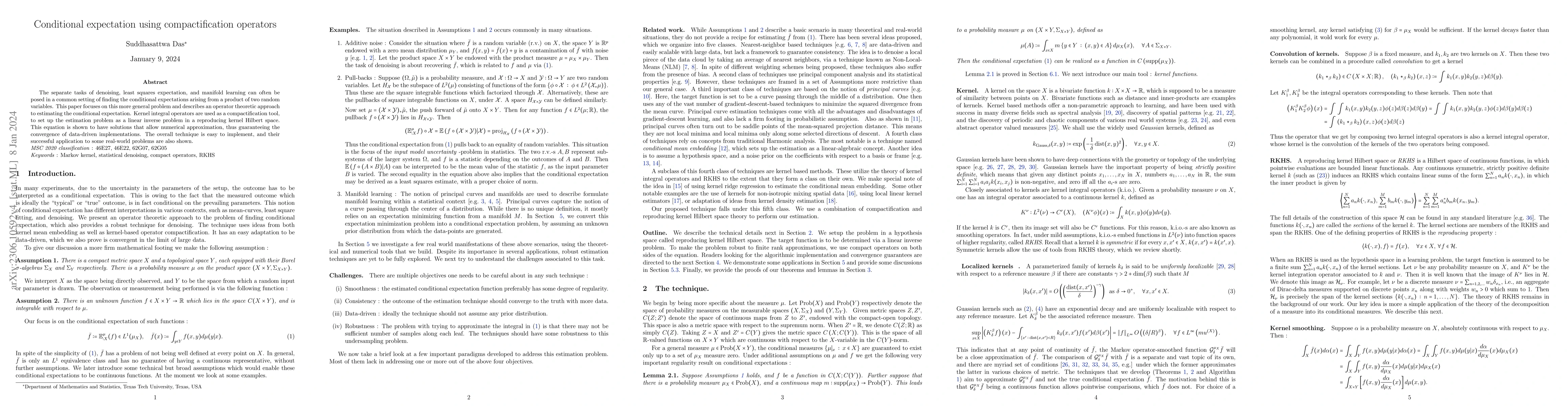Thumbnail for Conditional expectation using compactification operators