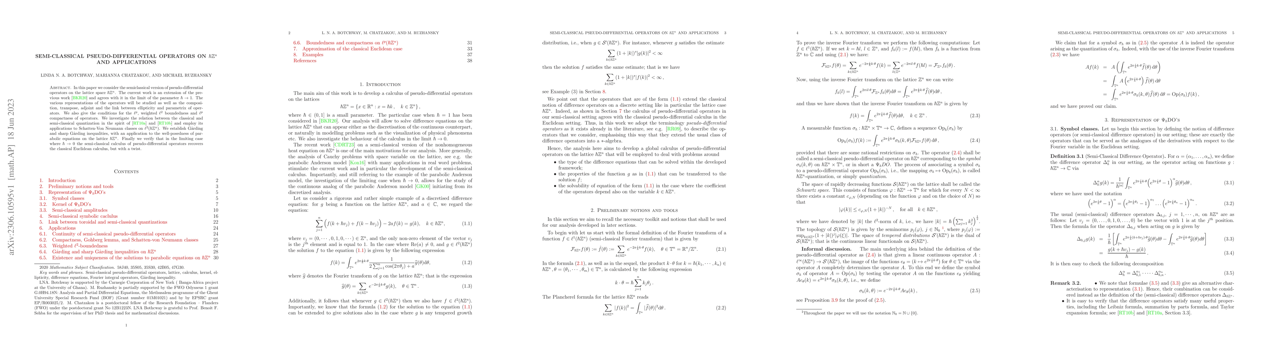 Thumbnail for Semi-classical pseudo-differential operators on $\hbar\mathbb{Z}^n$ and
  applications