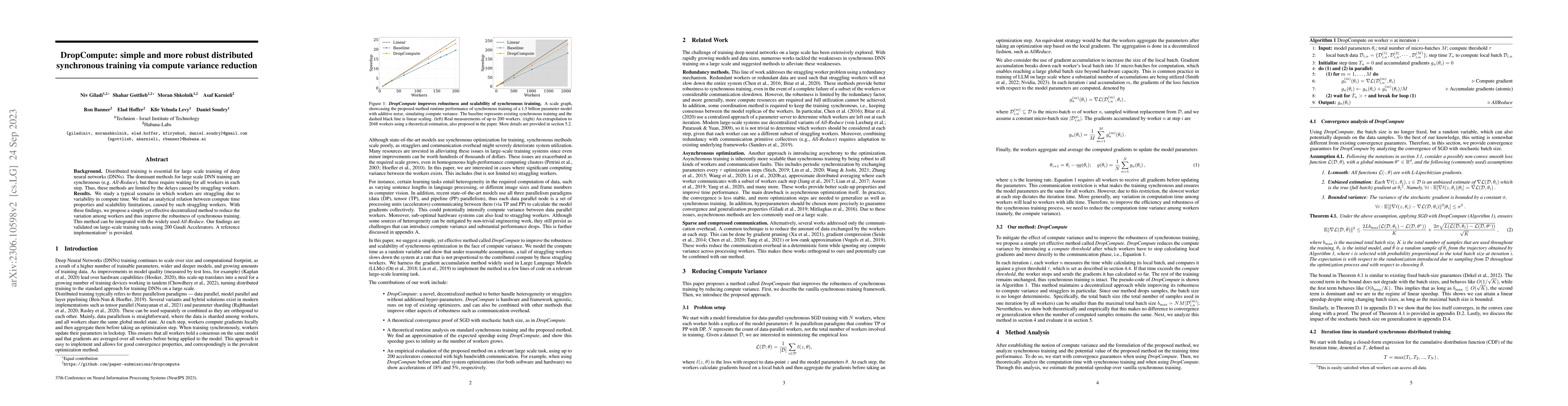 Thumbnail for DropCompute: simple and more robust distributed synchronous training via
  compute variance reduction