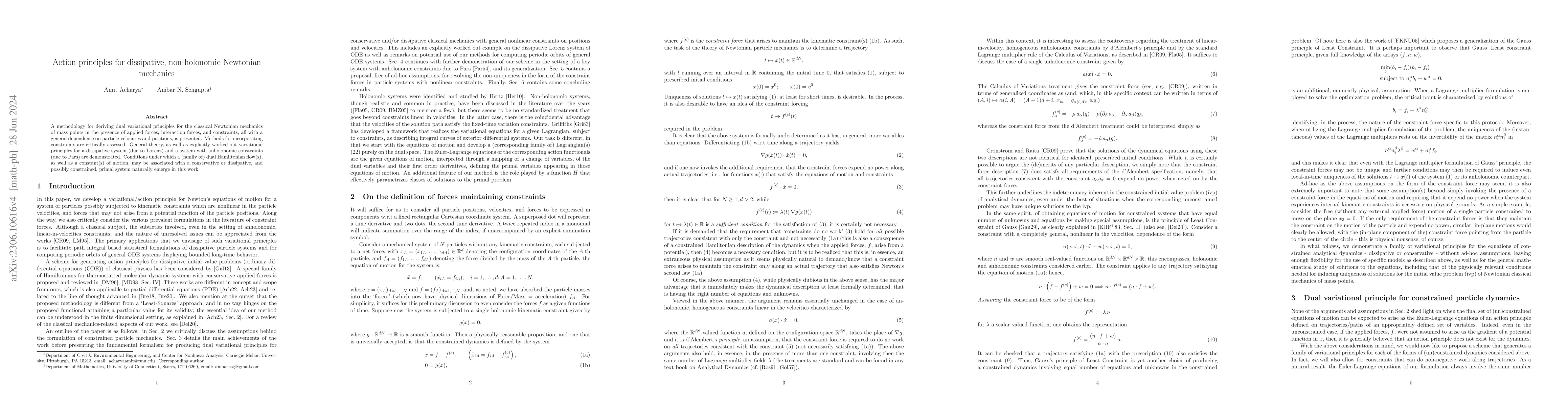 Thumbnail for Action principles for dissipative, non-holonomic Newtonian mechanics