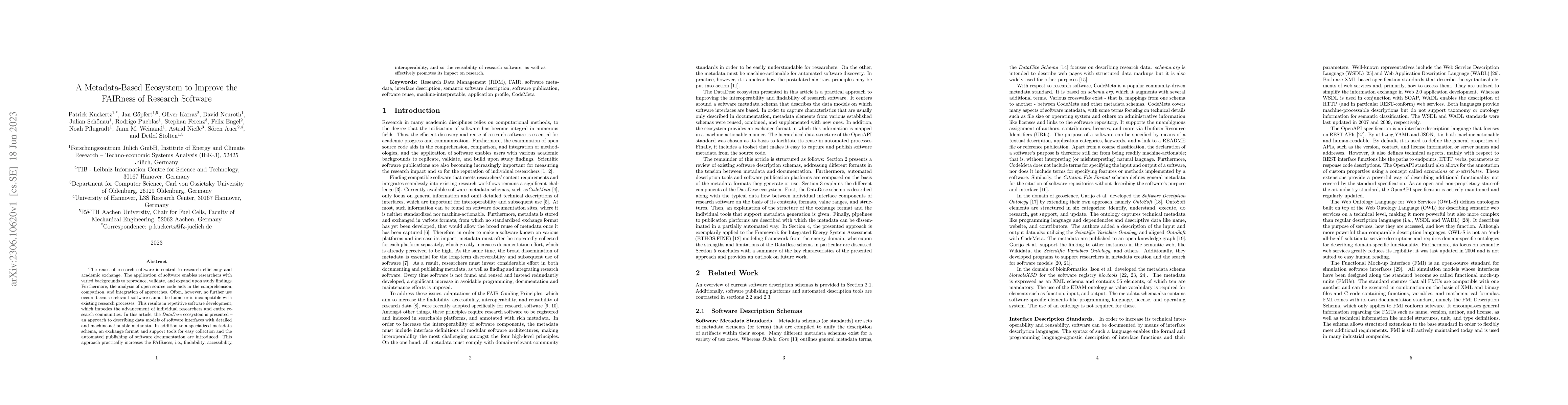 Thumbnail for A Metadata-Based Ecosystem to Improve the FAIRness of Research Software