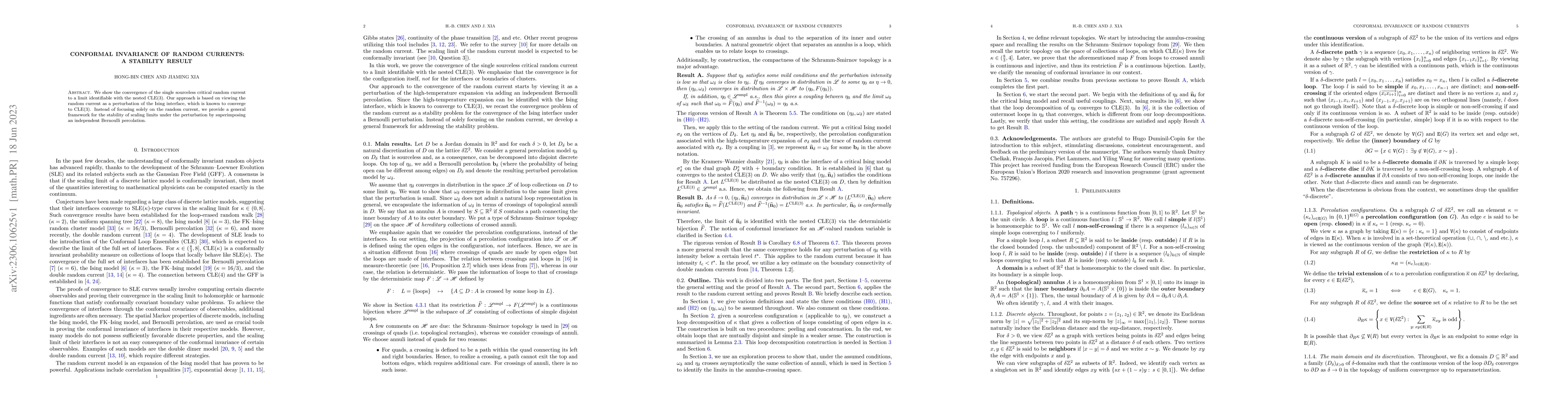 Thumbnail for Conformal invariance of random currents: a stability result