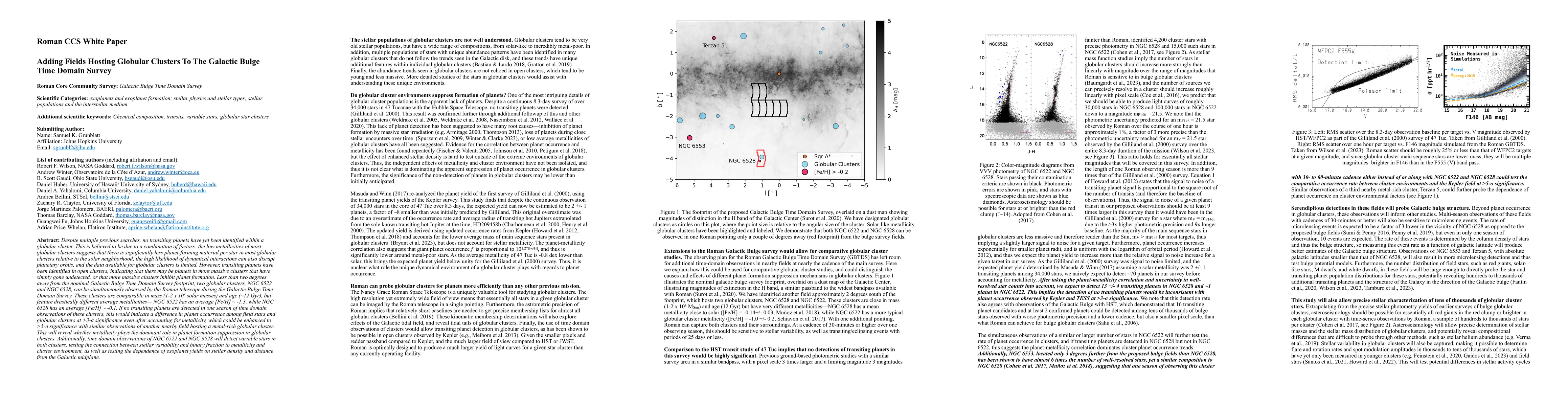 Thumbnail for Roman CCS White Paper: Adding Fields Hosting Globular Clusters To The
  Galactic Bulge Time Domain Survey