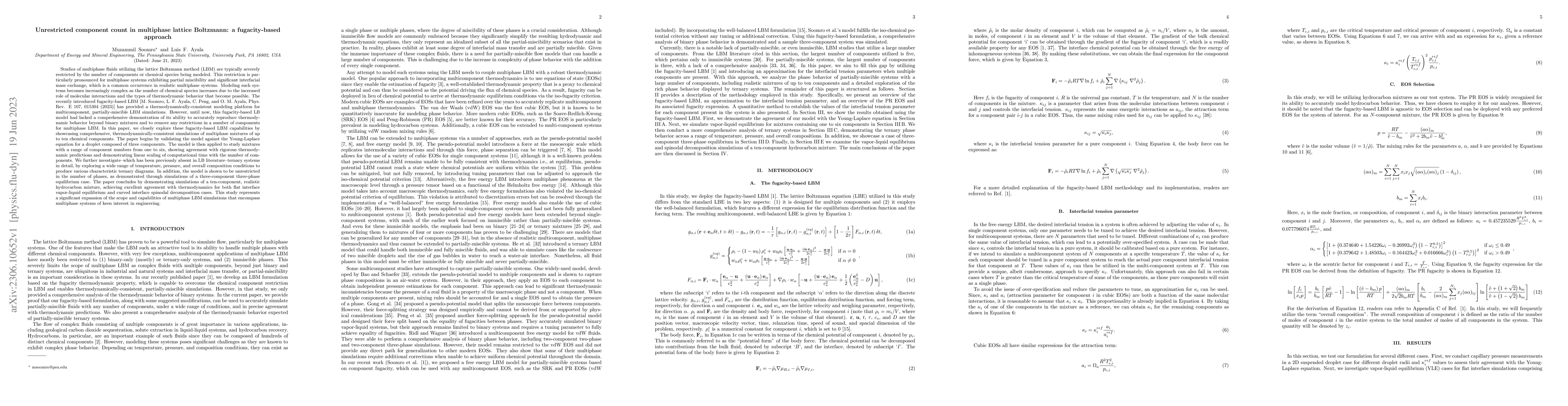Thumbnail for Unrestricted component count in multiphase lattice Boltzmann: a
  fugacity-based approach