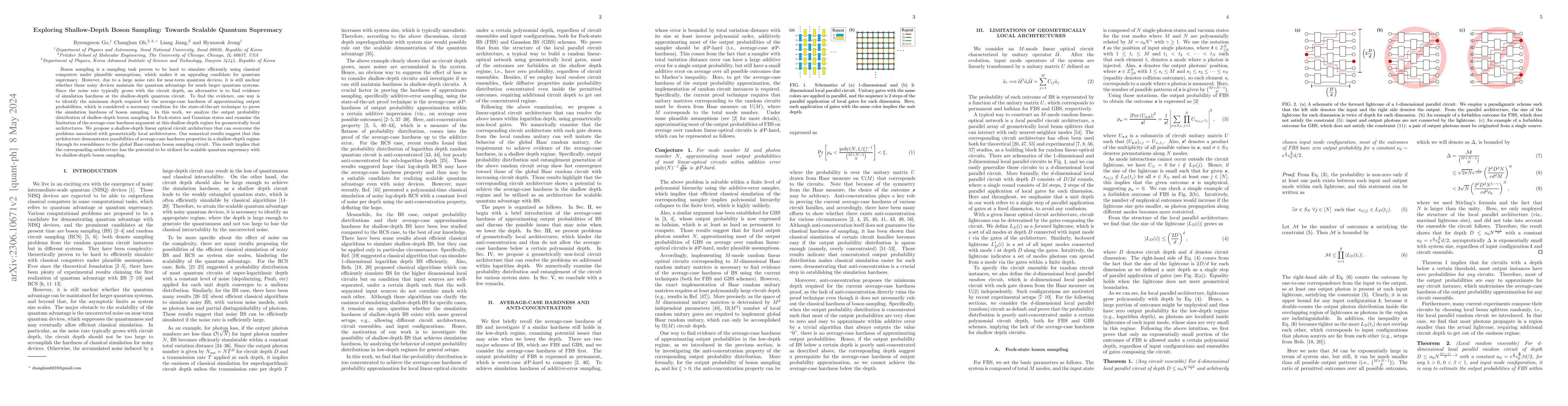 Thumbnail for Exploring Shallow-Depth Boson Sampling: Towards Scalable Quantum
  Supremacy