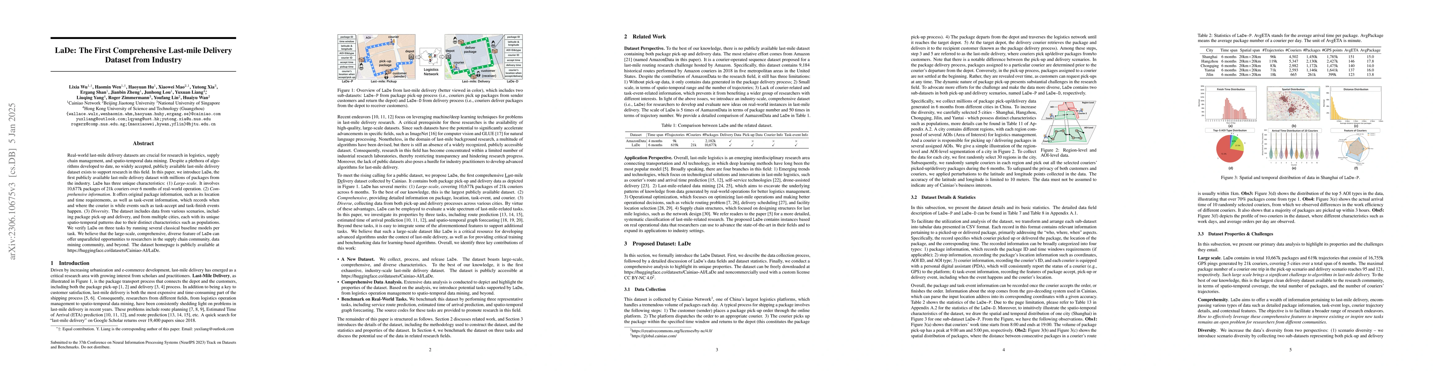 Thumbnail for LaDe: The First Comprehensive Last-mile Delivery Dataset from Industry