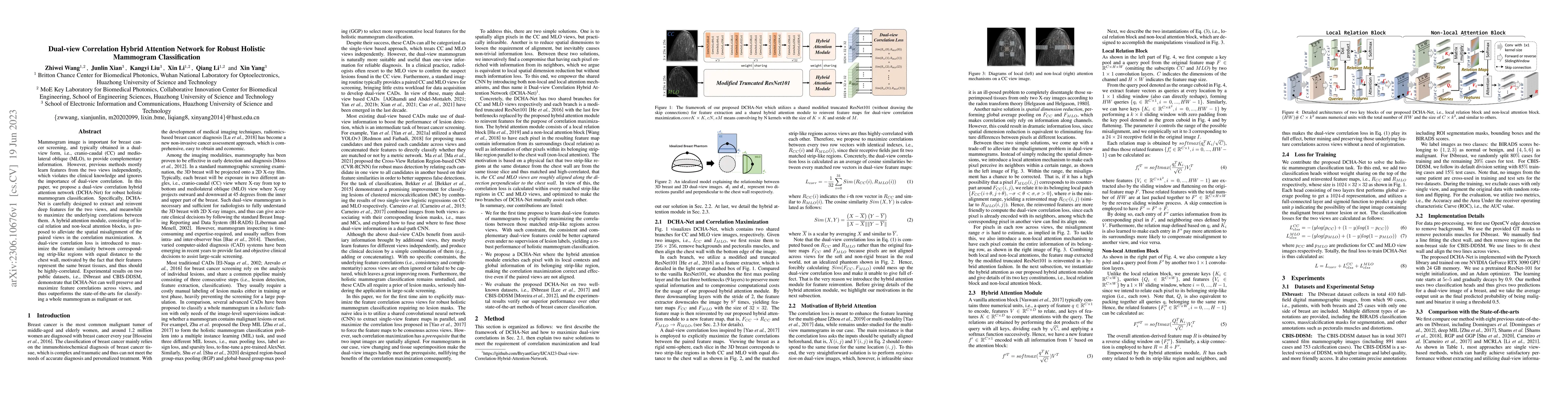 Thumbnail for Dual-view Correlation Hybrid Attention Network for Robust Holistic
  Mammogram Classification