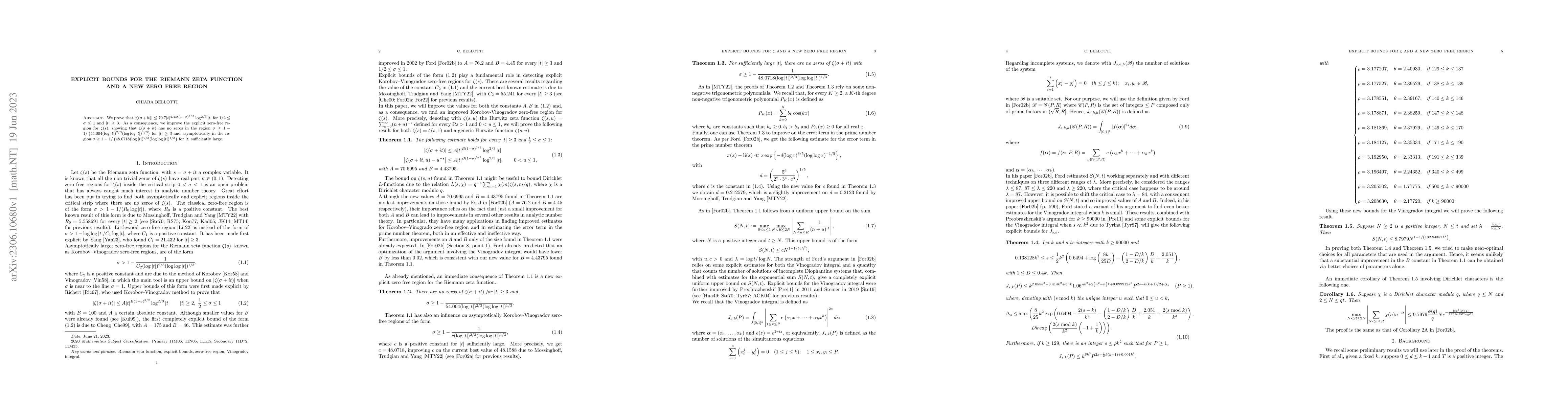Thumbnail for Explicit bounds for the Riemann zeta function and a new zero-free region