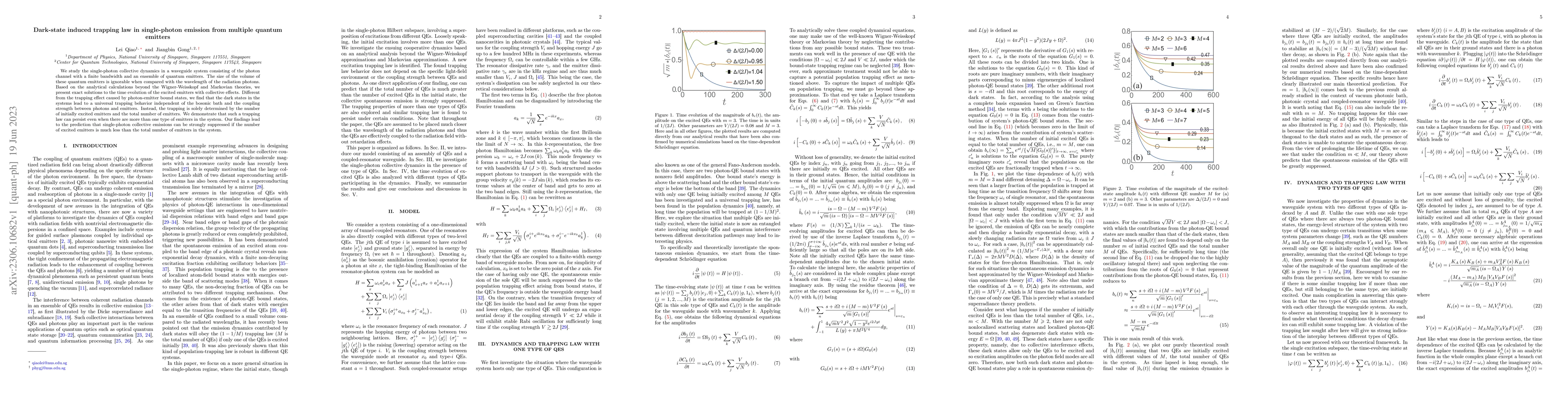 Thumbnail for Dark-state induced trapping law in single-photon emission from multiple
  quantum emitters