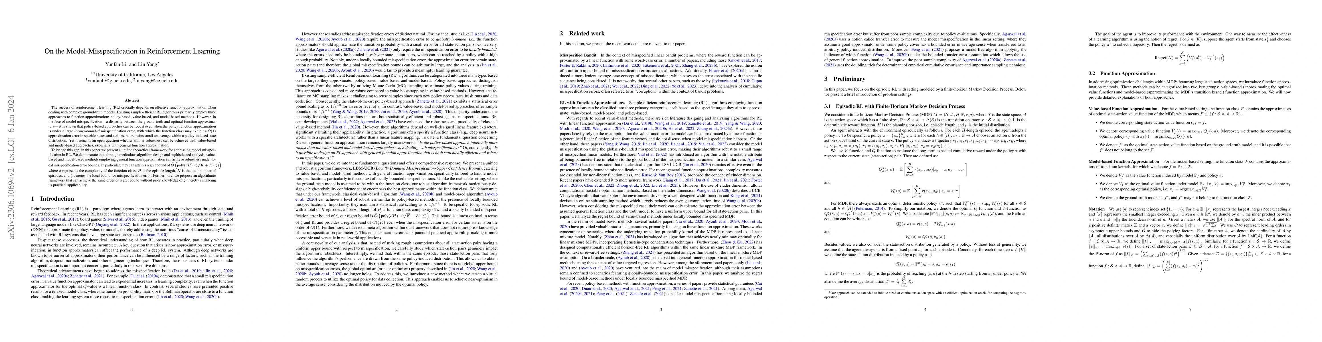 Thumbnail for On the Model-Misspecification in Reinforcement Learning