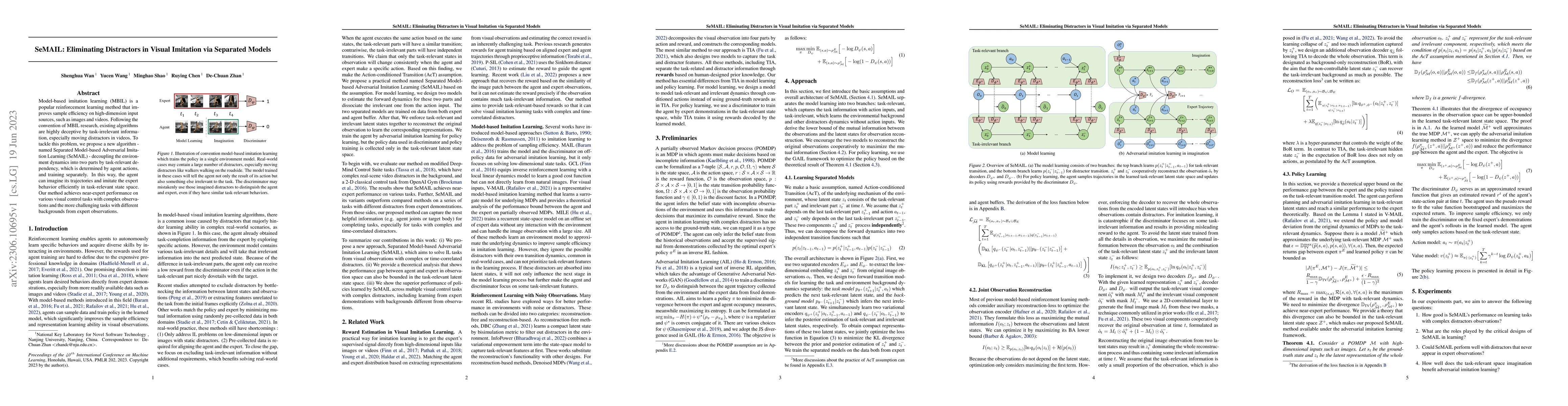Thumbnail for SeMAIL: Eliminating Distractors in Visual Imitation via Separated Models