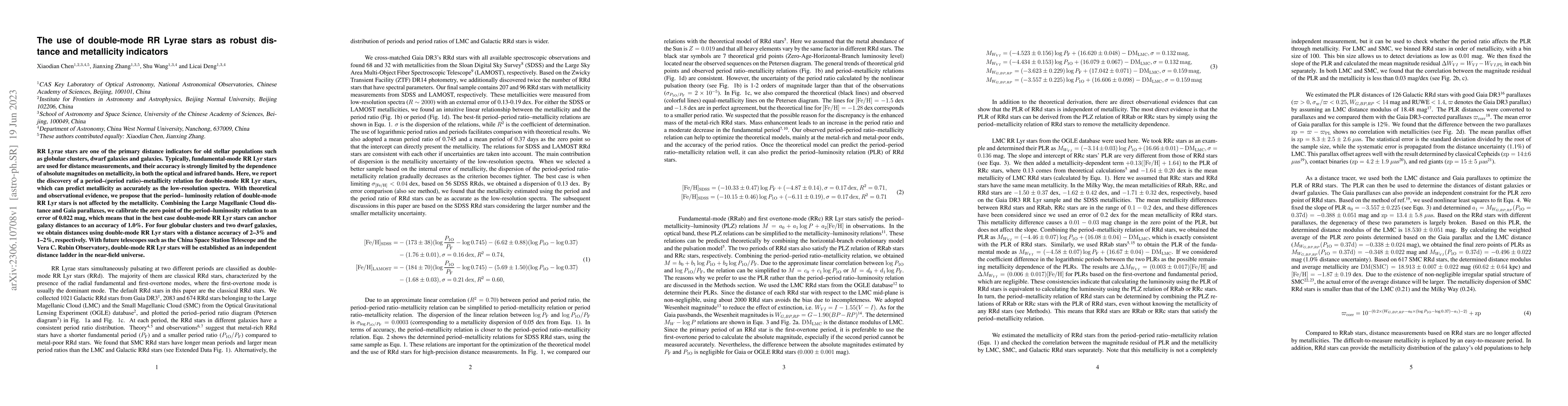 Thumbnail for The use of double-mode RR Lyrae stars as robust distance and metallicity
  indicators