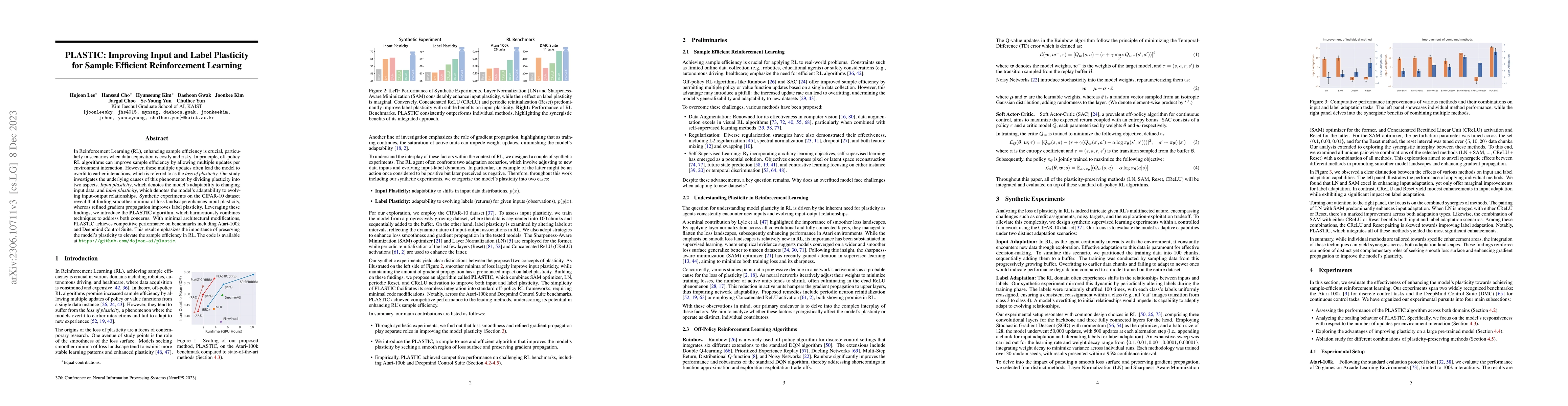 Thumbnail for PLASTIC: Improving Input and Label Plasticity for Sample Efficient
  Reinforcement Learning