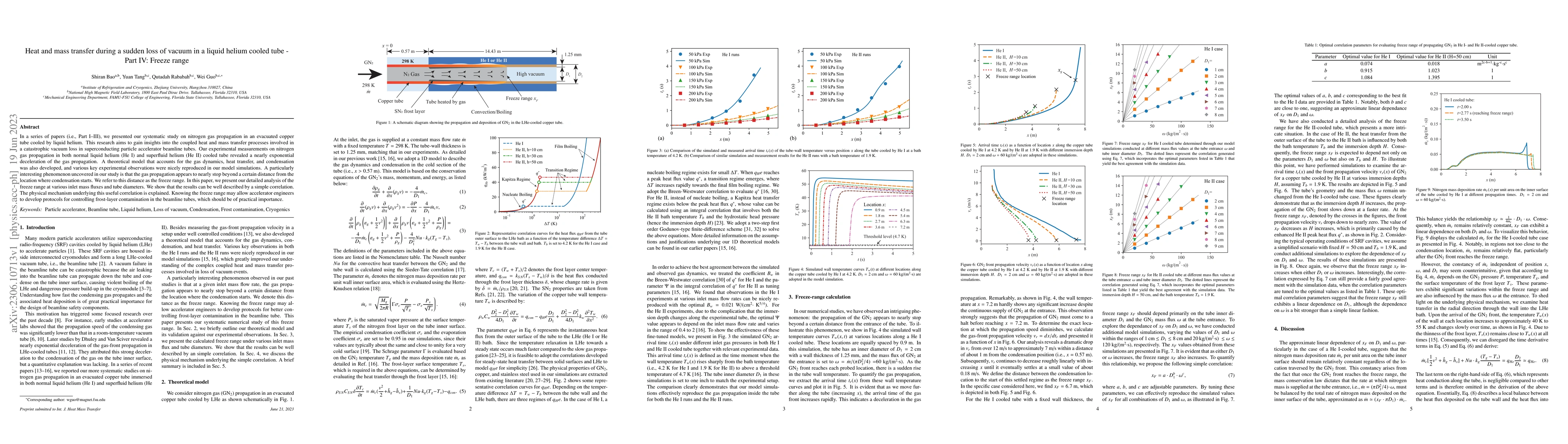 Thumbnail for Heat and mass transfer during a sudden loss of vacuum in a liquid helium
  cooled tube -- Part IV: Freeze range