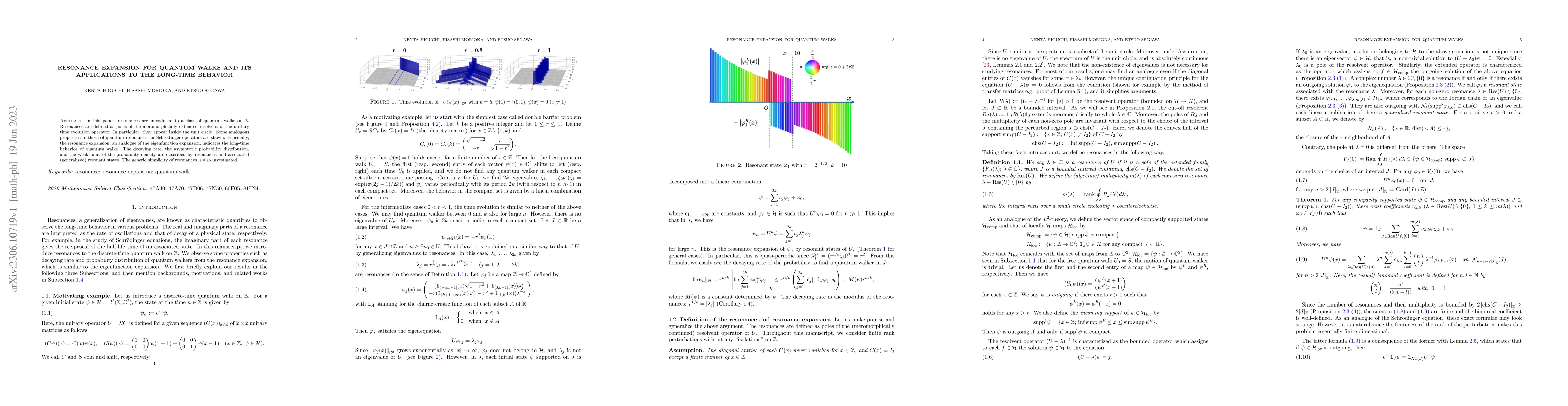 Thumbnail for Resonance expansion for quantum walks and its applications to the
  long-time behavior