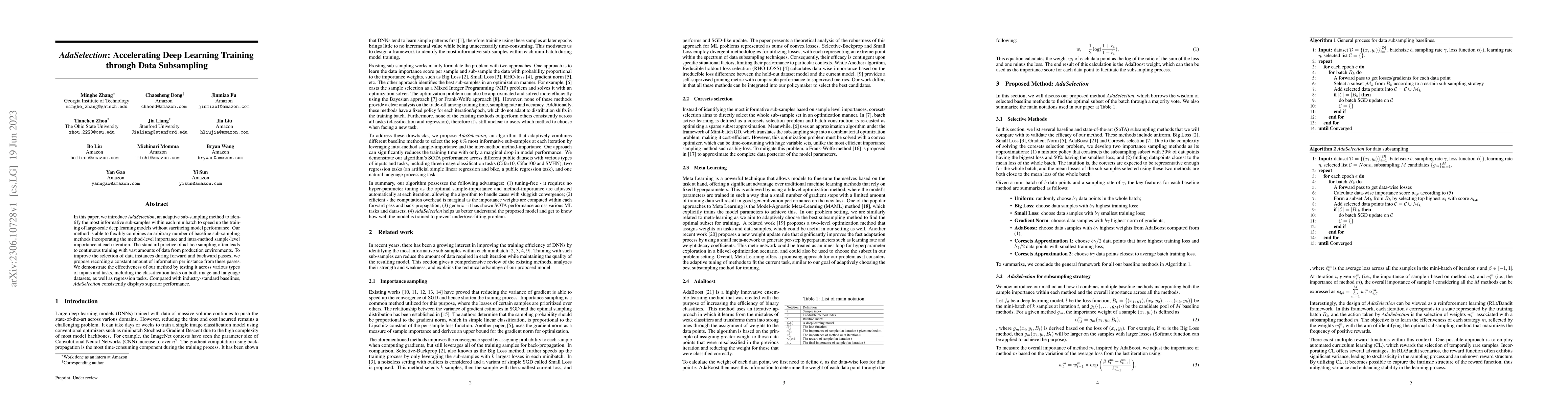 Thumbnail for AdaSelection: Accelerating Deep Learning Training through Data
  Subsampling