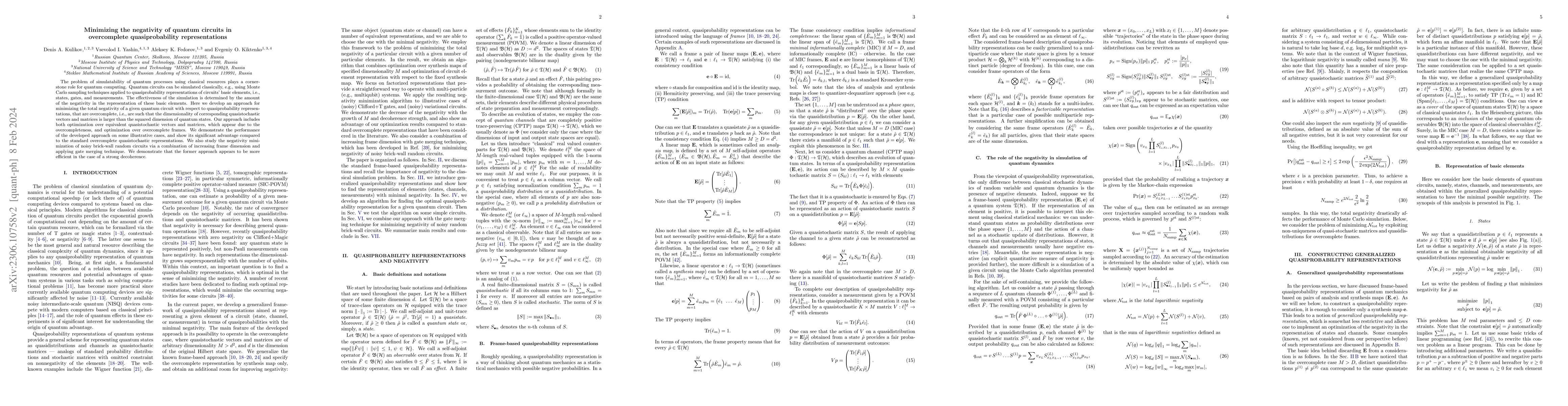 Thumbnail for Minimizing the negativity of quantum circuits in overcomplete
  quasiprobability representations