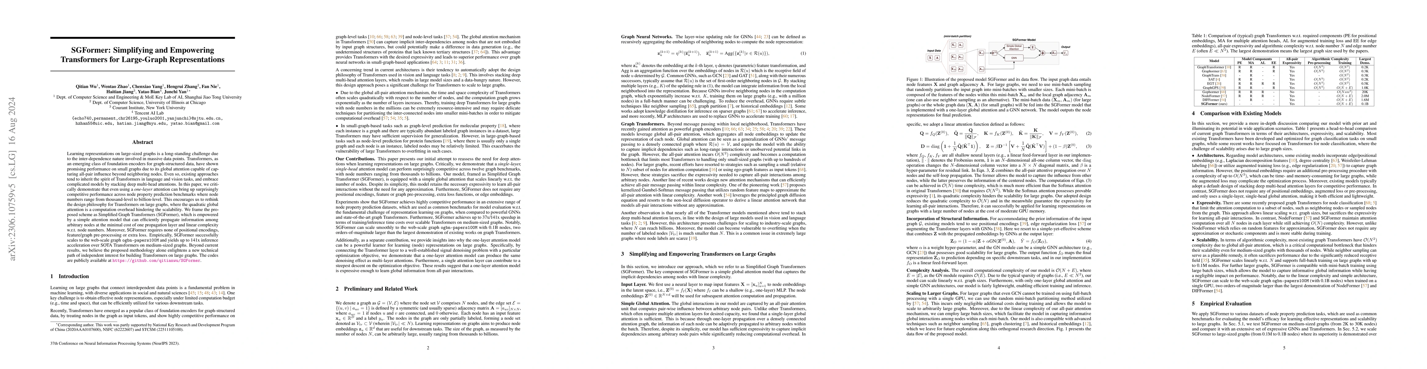 Thumbnail for SGFormer: Simplifying and Empowering Transformers for Large-Graph
  Representations