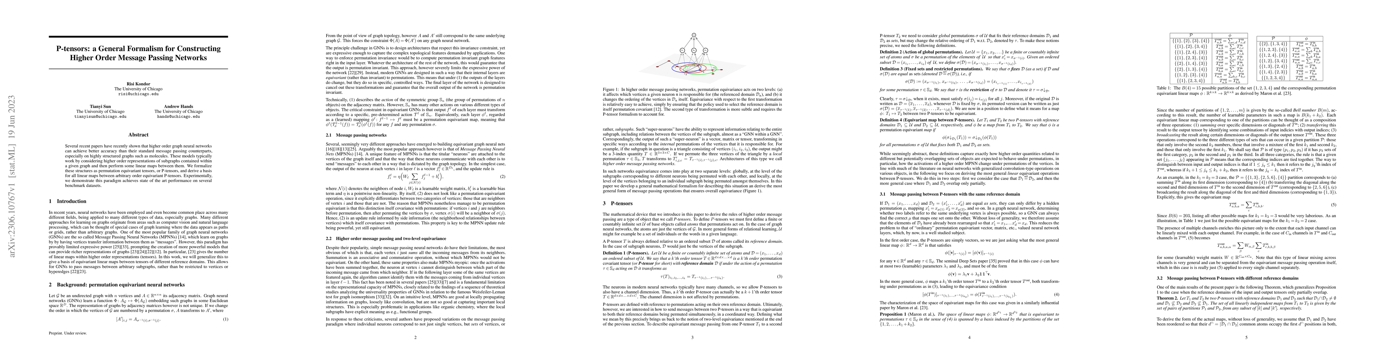 Thumbnail for P-tensors: a General Formalism for Constructing Higher Order Message
  Passing Networks