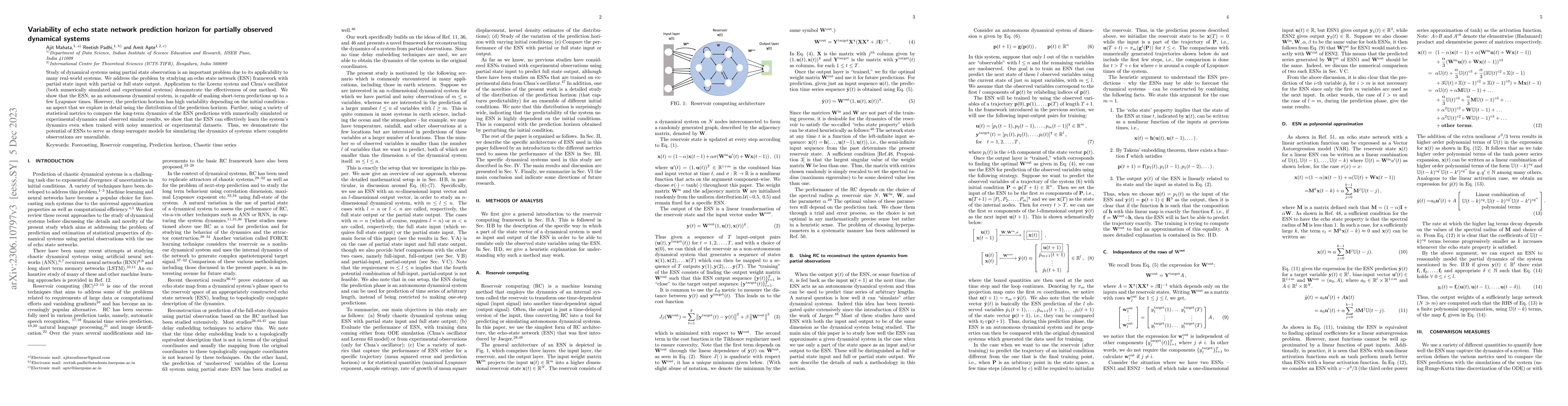 Thumbnail for Variability of echo state network prediction horizon for partially
  observed dynamical systems