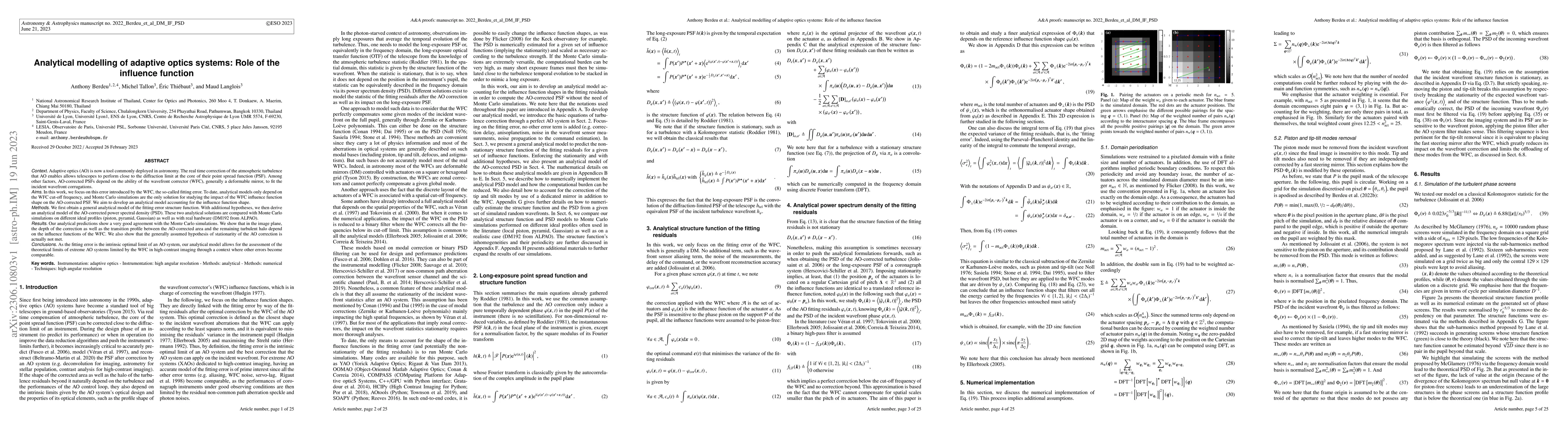 Thumbnail for Analytical modelling of adaptive optics systems: Role of the influence
  function
