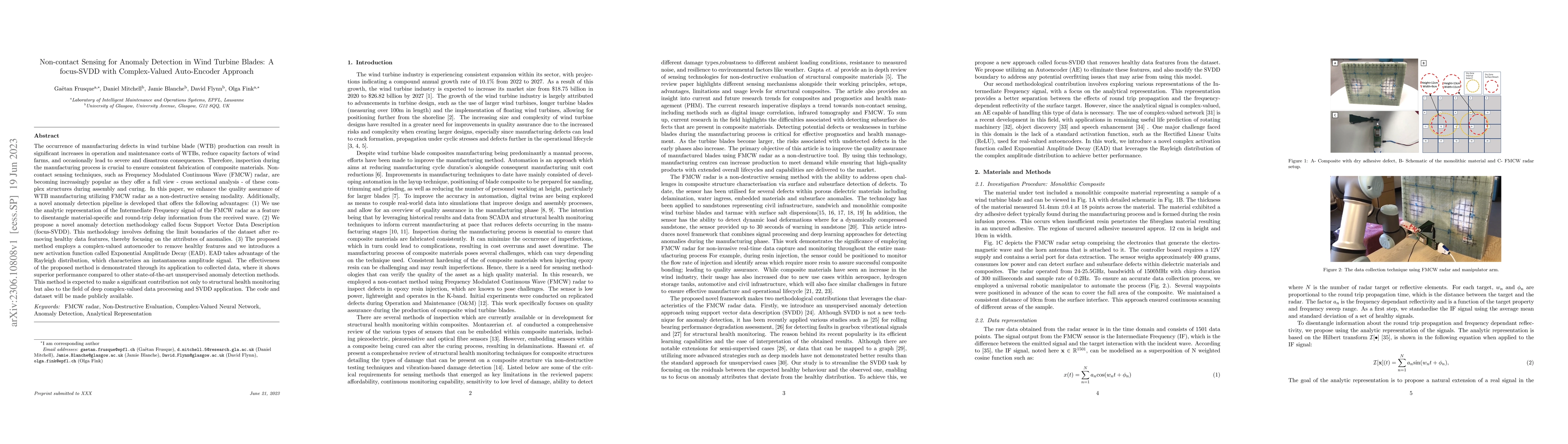 Thumbnail for Non-contact Sensing for Anomaly Detection in Wind Turbine Blades: A
  focus-SVDD with Complex-Valued Auto-Encoder Approach