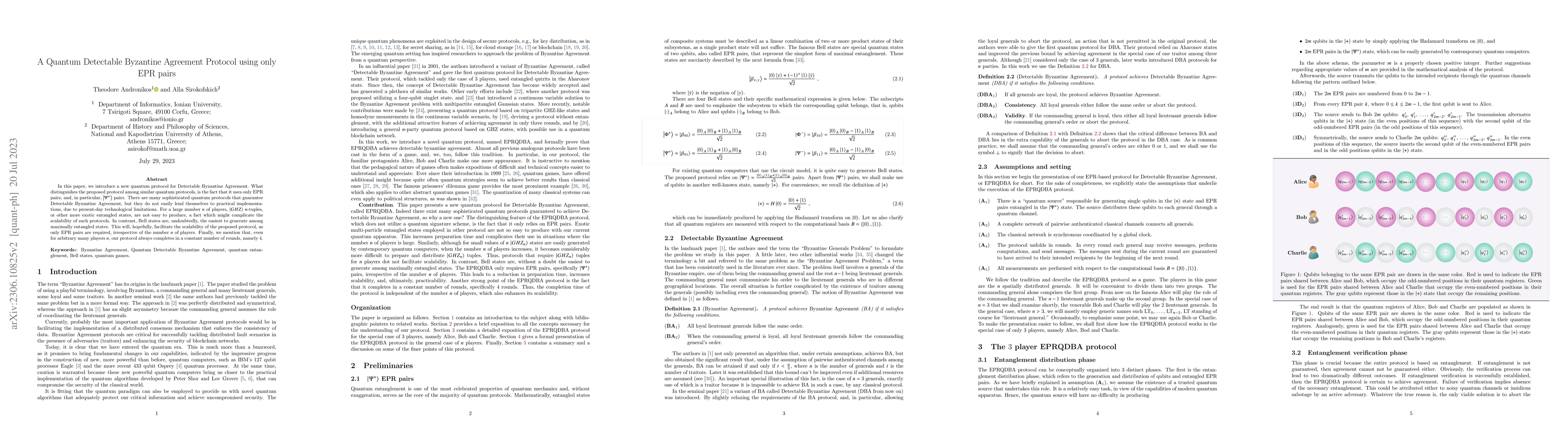 Thumbnail for A Quantum Detectable Byzantine Agreement Protocol using only EPR pairs