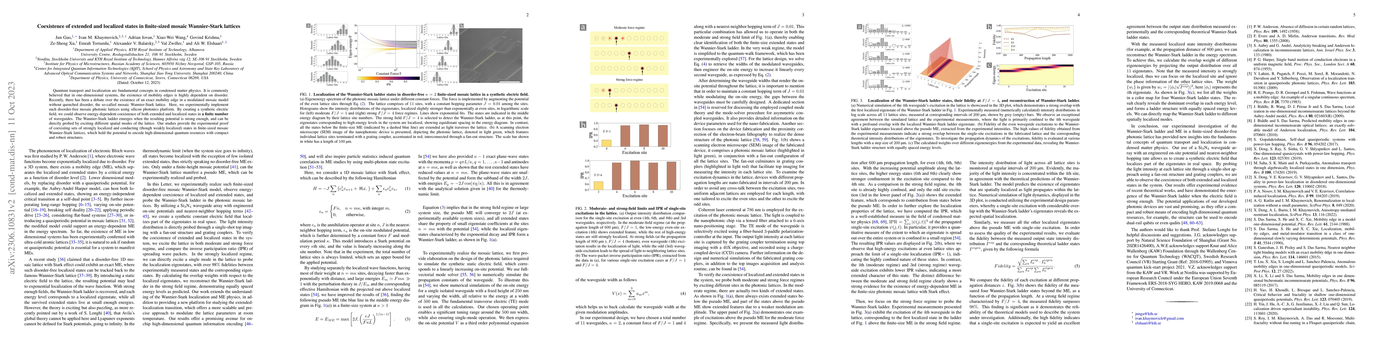 Thumbnail for Coexistence of extended and localized states in finite-sized mosaic
  Wannier-Stark lattices