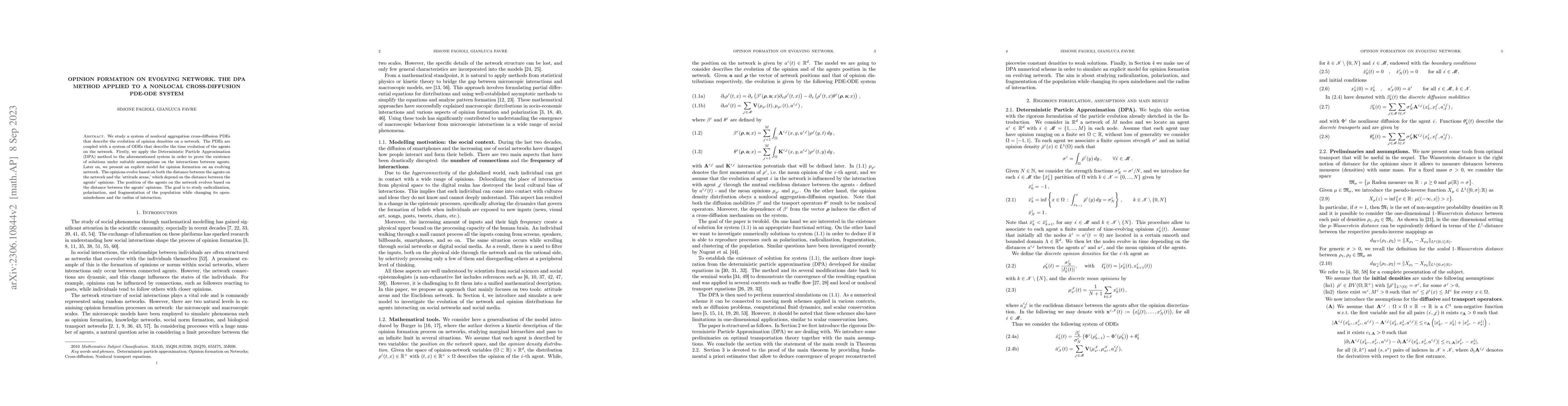 Thumbnail for Opinion formation on evolving network. The DPA method applied to a
  nonlocal cross-diffusion PDE-ODE system