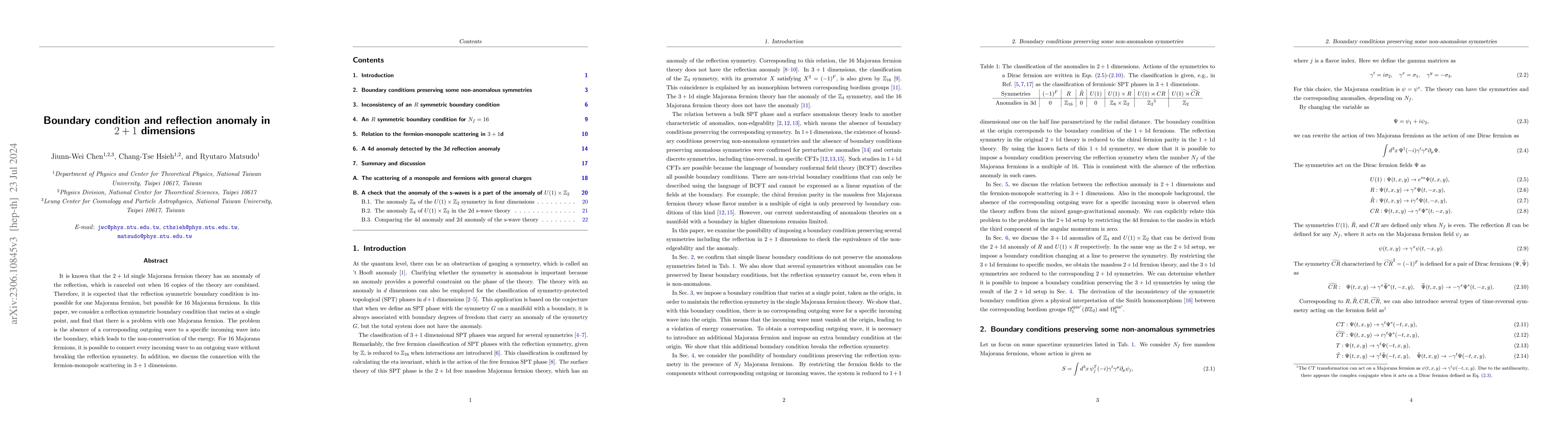 Thumbnail for Boundary condition and reflection anomaly in $2+1$ dimensions