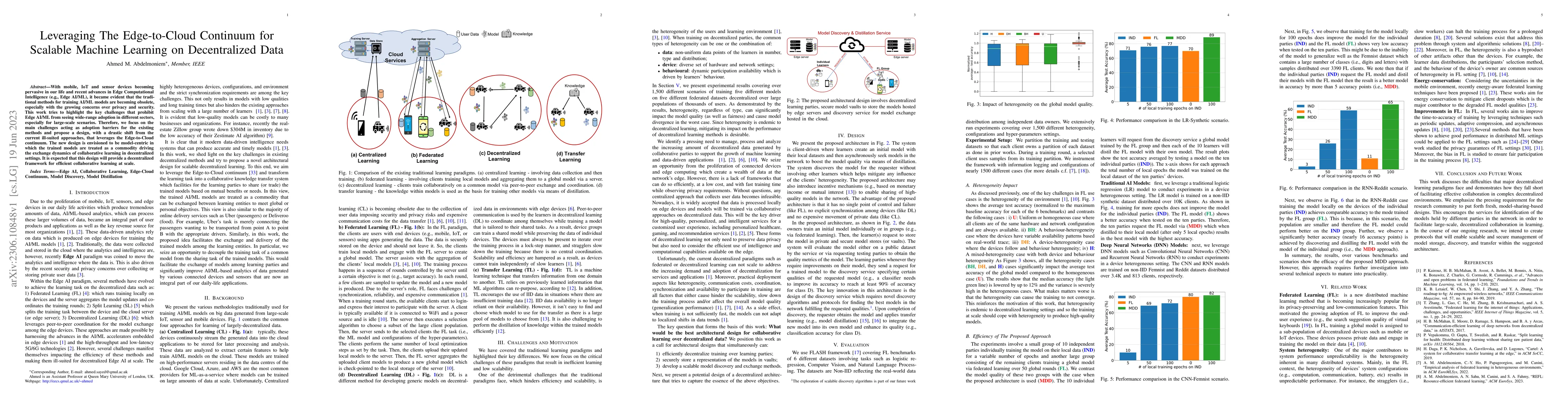 Thumbnail for Leveraging The Edge-to-Cloud Continuum for Scalable Machine Learning on
  Decentralized Data
