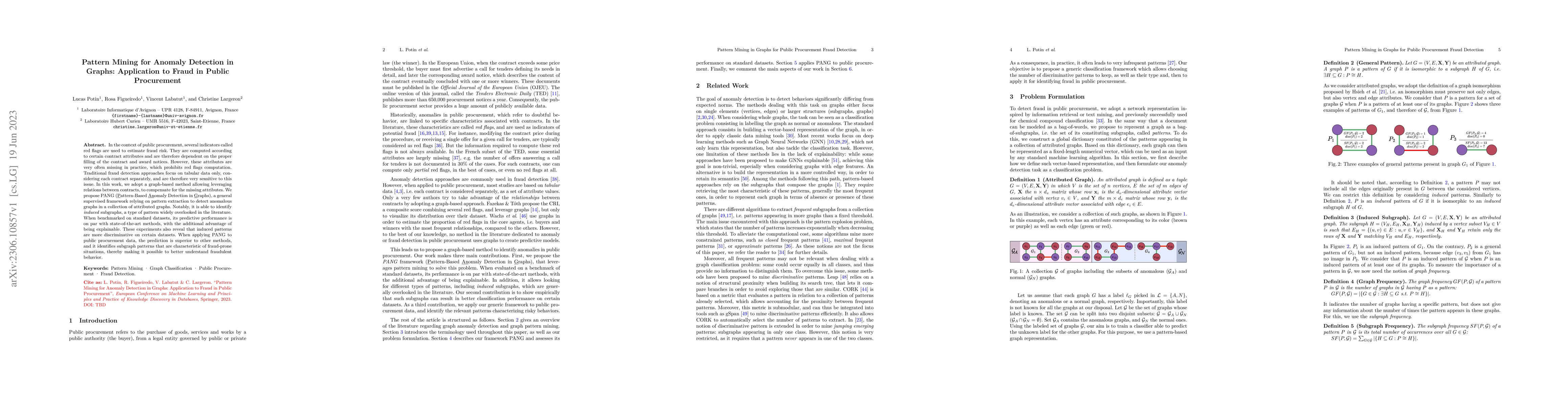 Thumbnail for Pattern Mining for Anomaly Detection in Graphs: Application to Fraud in
  Public Procurement