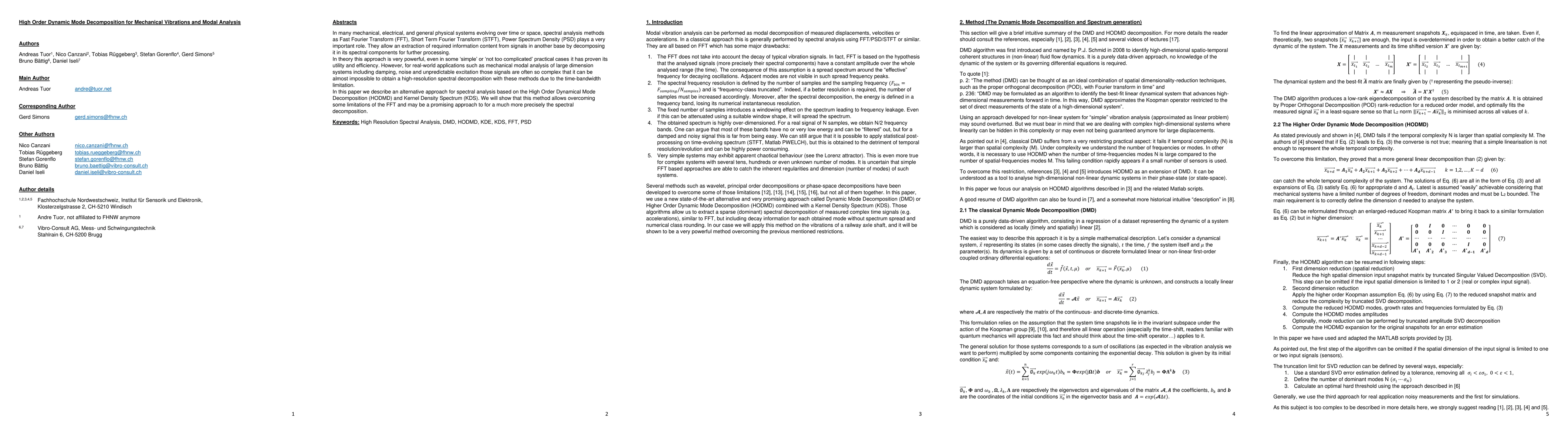 Thumbnail for High Order Dynamic Mode Decomposition for Mechanical Vibrations and
  Modal Analysis