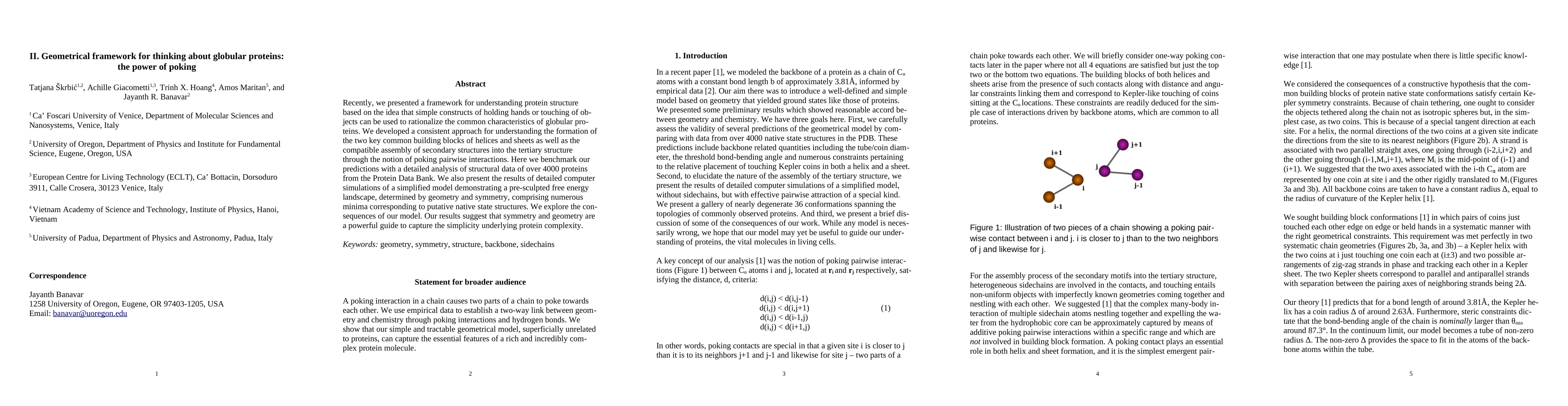 Thumbnail for II. Geometrical framework for thinking about globular proteins: the
  power of poking