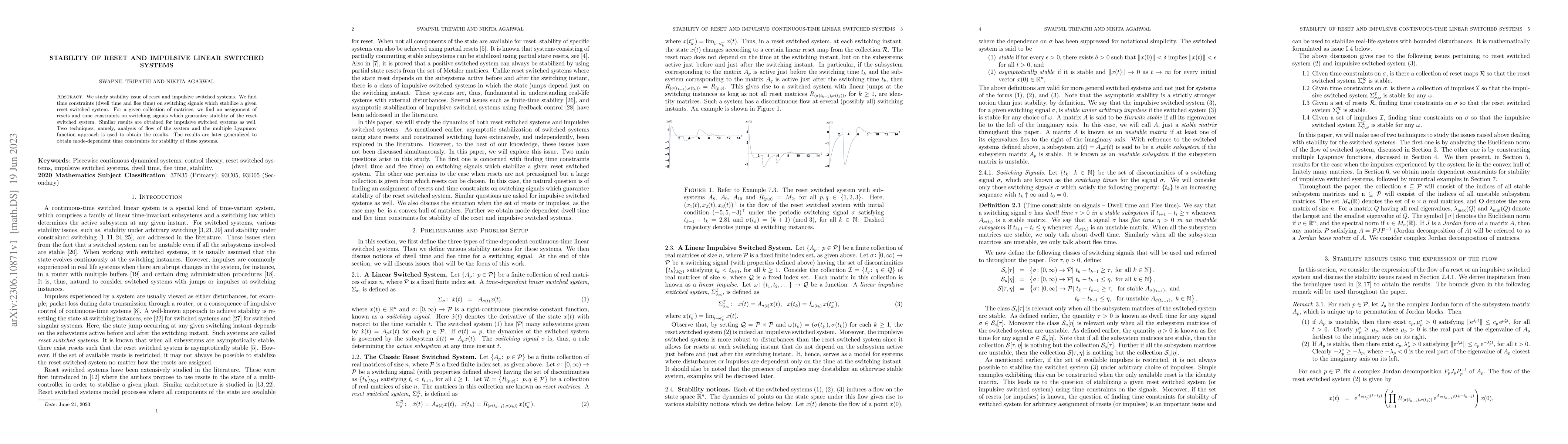 Thumbnail for Stability of Reset and Impulsive Continuous-time Linear Switched Systems
