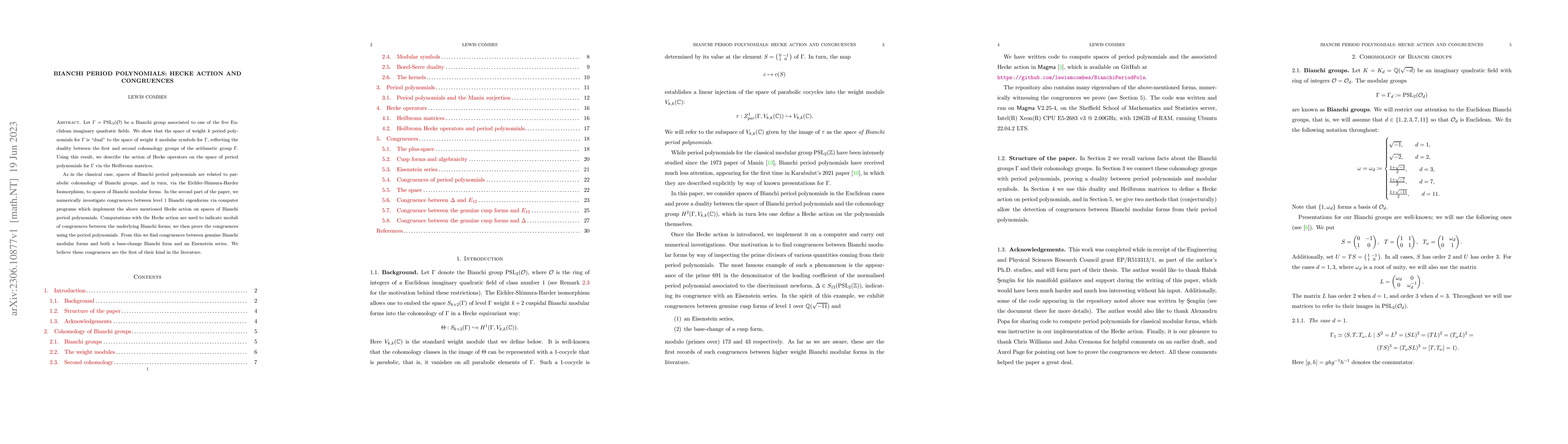 Thumbnail for Bianchi period polynomials: Hecke action and congruences