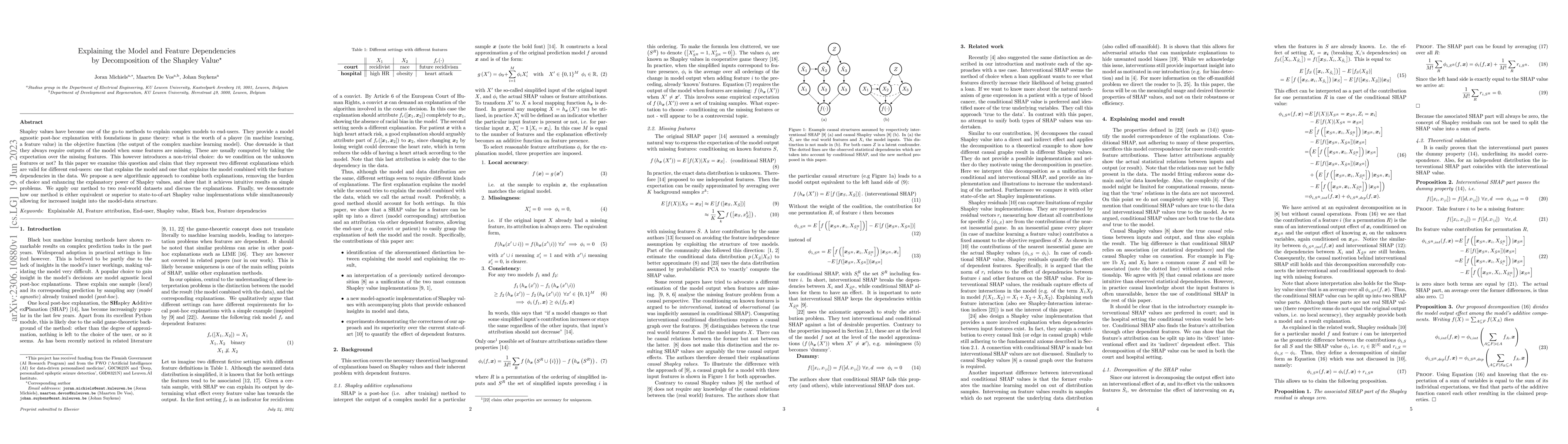 Thumbnail for Explaining the Model and Feature Dependencies by Decomposition of the
  Shapley Value
